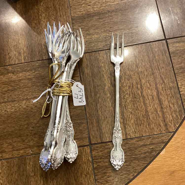 Eleven  Silverplated Cocktail/Seafood Forks, Monogrammed "M"