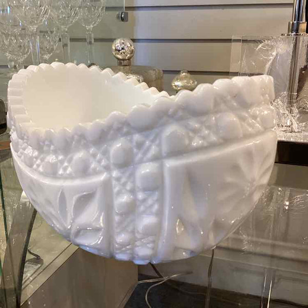 Vintage White Milk Glass Oval Bowl