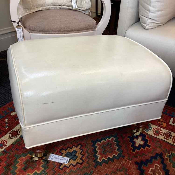 Ivory Pleather Ottoman