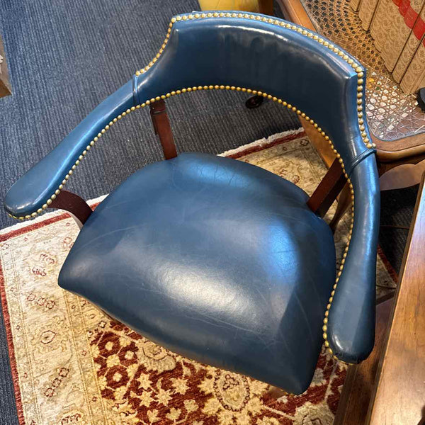 Blue Leather Chair With Nailheads