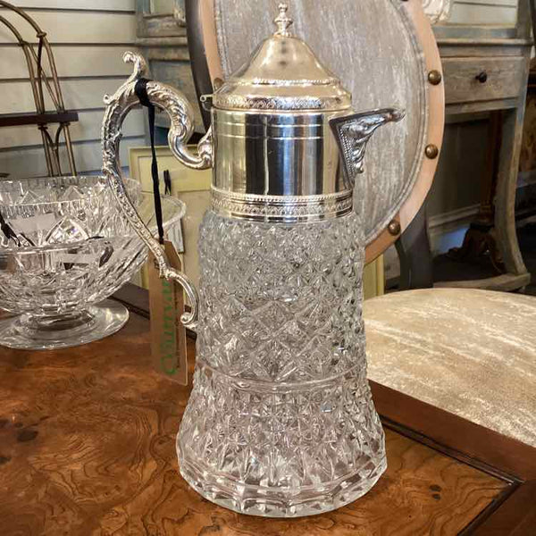 Glass And Silverplate Pitcher