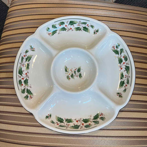 Holly Relish Dish - 5 Sections