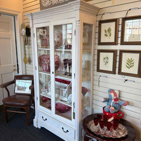 White Hutch with Glass Doors