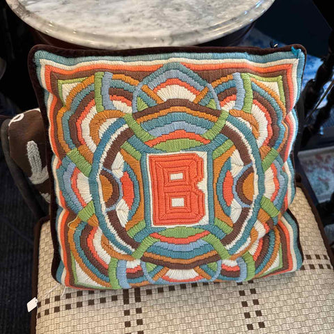 Bargello Pillow With "B" Monogram