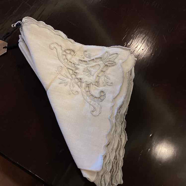 Eight Ivory Linen Napkins