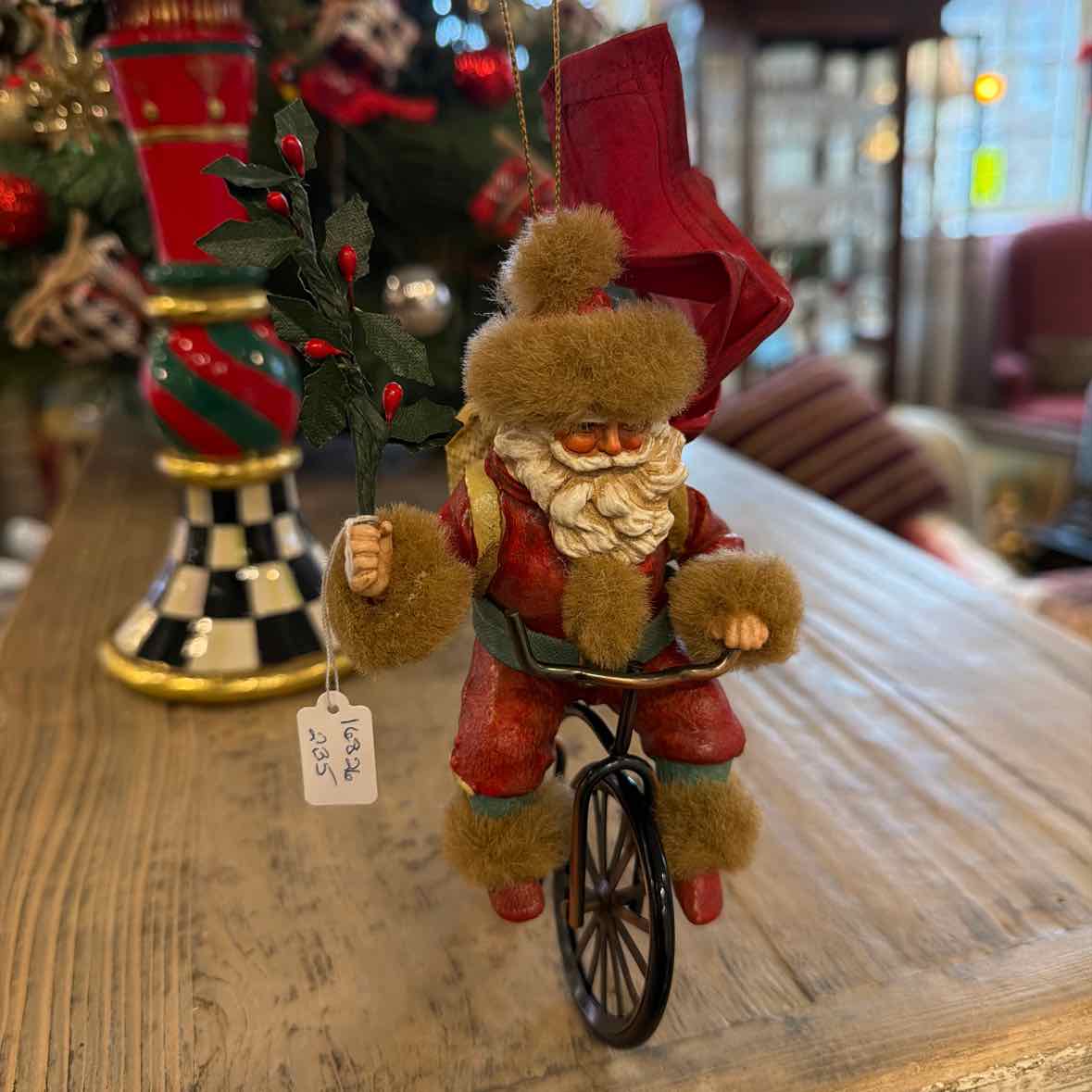 Santa on a Bicycle Ornament