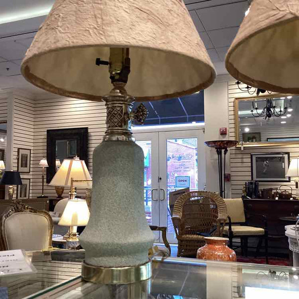 Pair Of Green And Gold Lamps