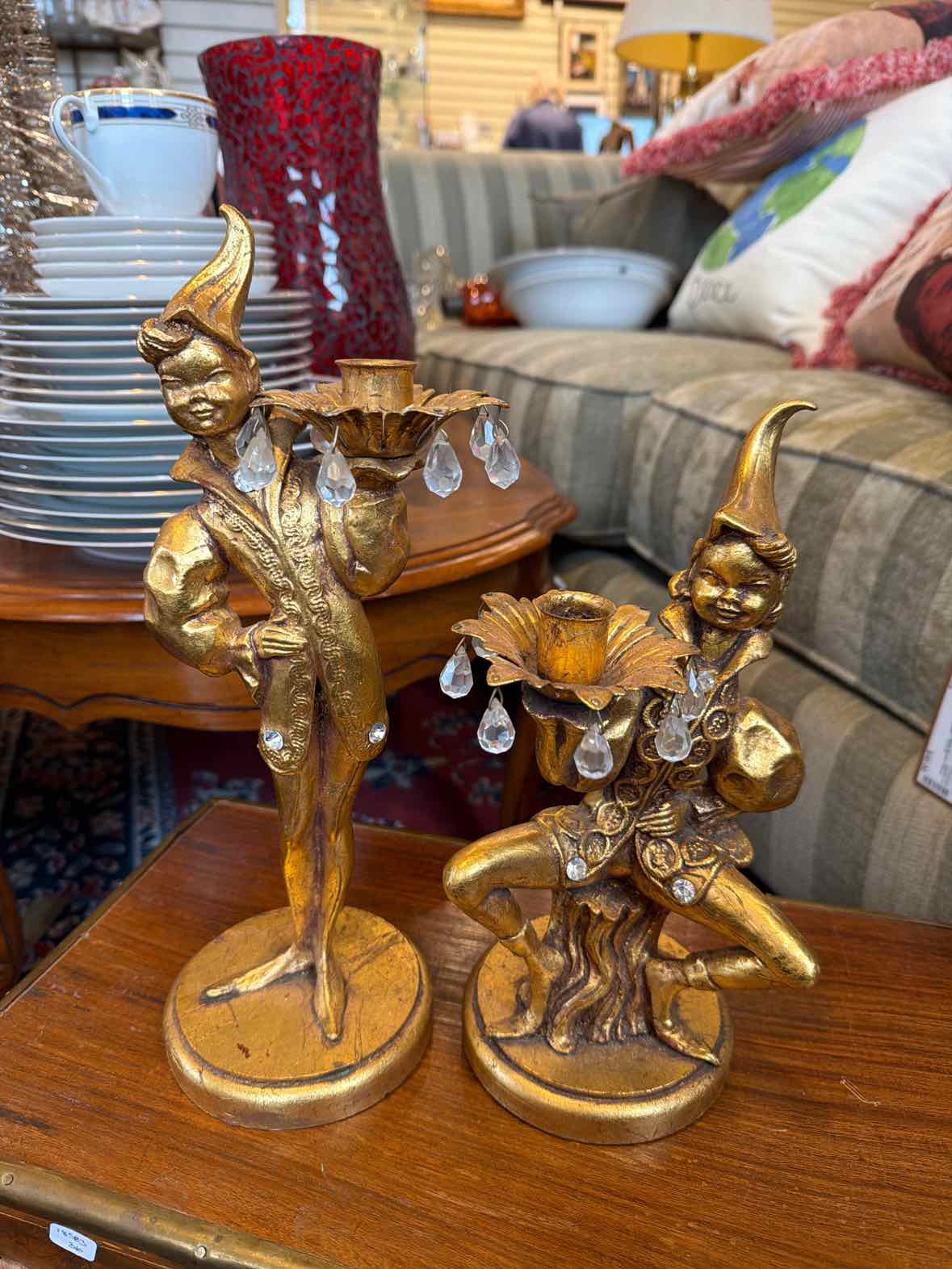 Pr. Gold Figural Candlesticks