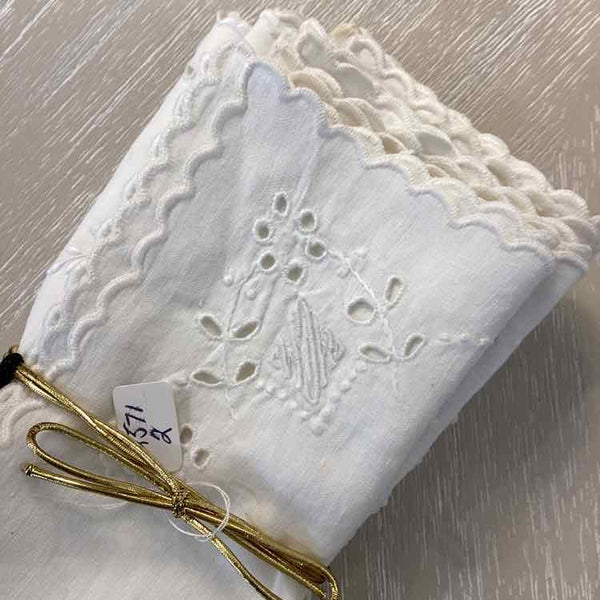 "As Is" Eight Ivory Tea Napkins