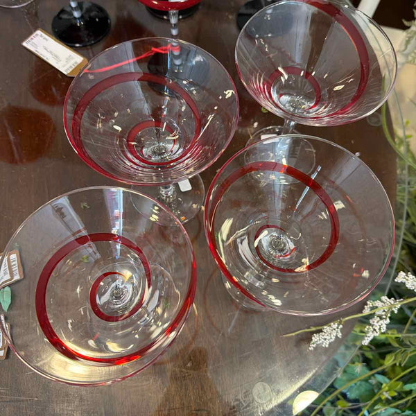 4 Martini/Sherbet Swirl Glasses