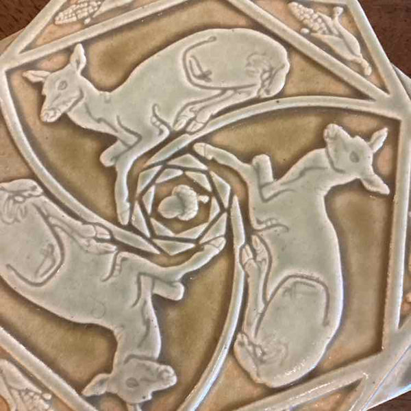 Pewabic Pottery Deer Tile Trivet