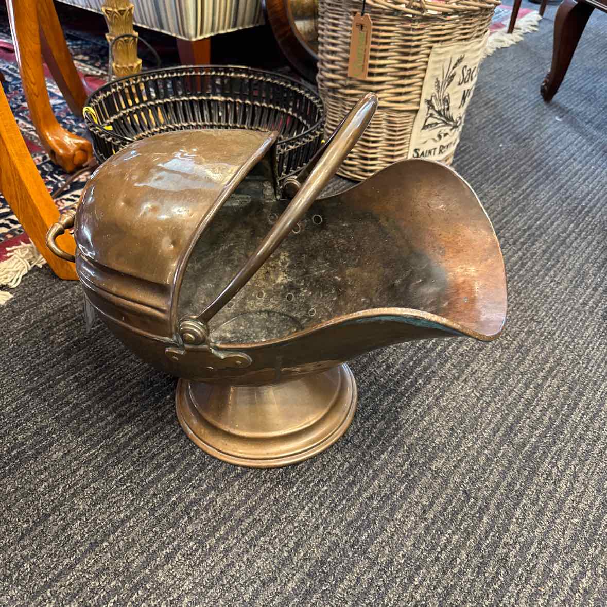 Vintage Brass Coal Bin