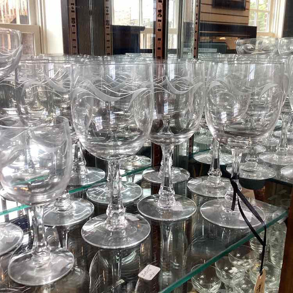 21 Assorted Etched Glasses