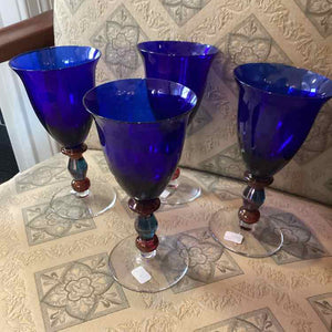 Set of 4 Mikasa Blue & Purple Wine Glasses