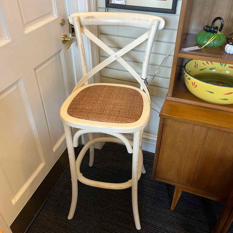 Rustic Barstool with Wicker Seat