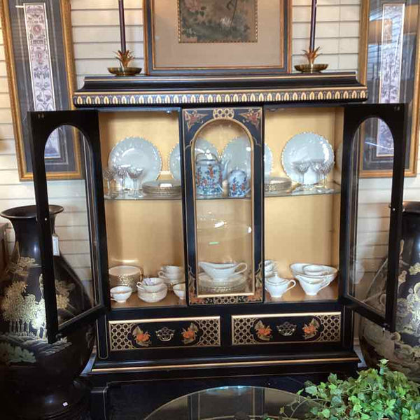 "AS IS" Asian Black Painted Cabinet