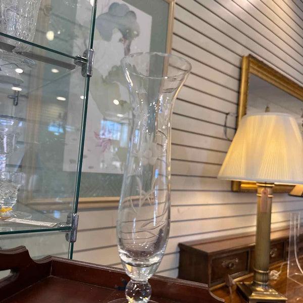 Etched Glass Bud Vase