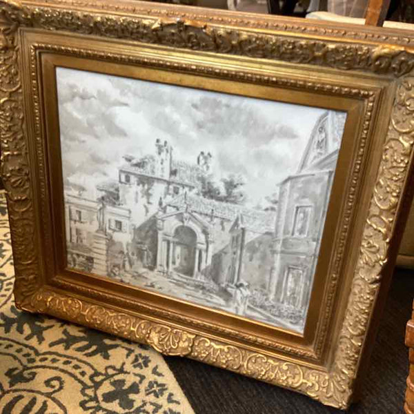 Pencil Print In Gold Frame