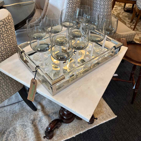 Mirror, Silver And Lucite Tray