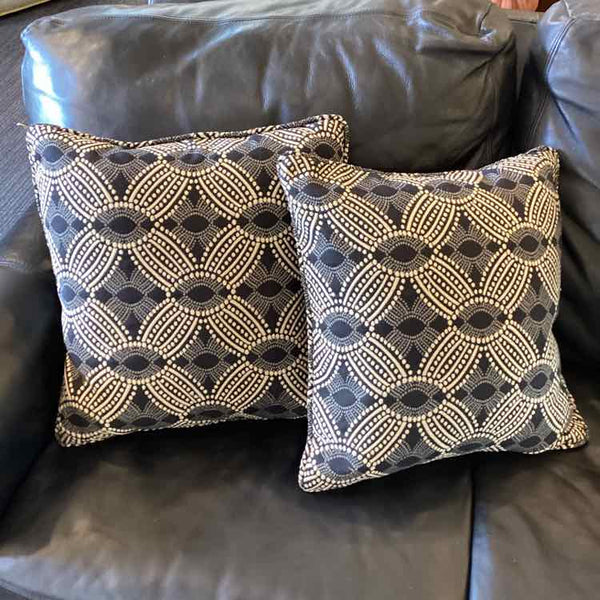 16" Two Black And Cream Pillows