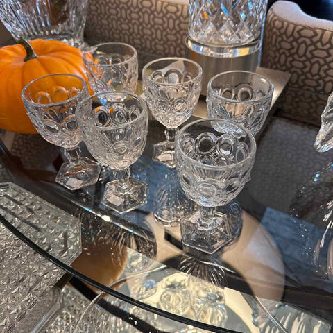 Set of 6 Fostoria "Moonstone" Crystal Wine Glasses