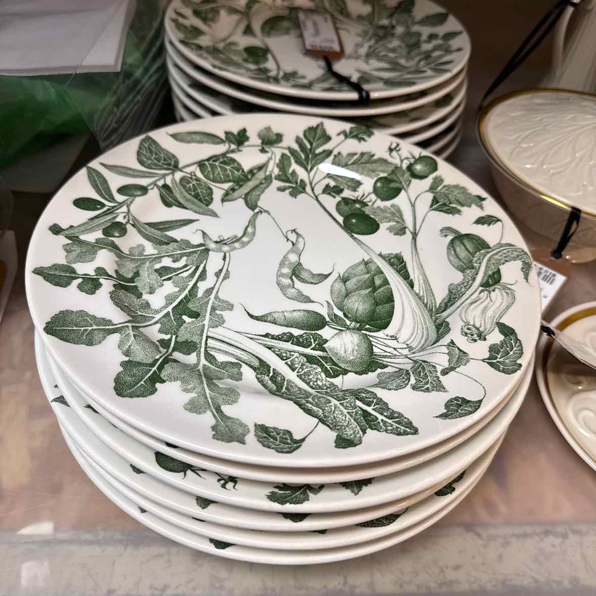 Set of 6 Crate & Barrel Green Vegetable Plates