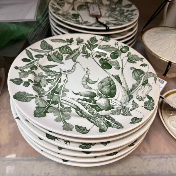 Set of 6 Crate & Barrel Green Vegetable Plates
