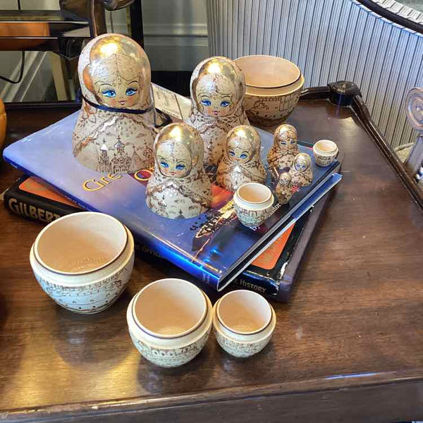 Gold Inlay Russian Nesting Dolls