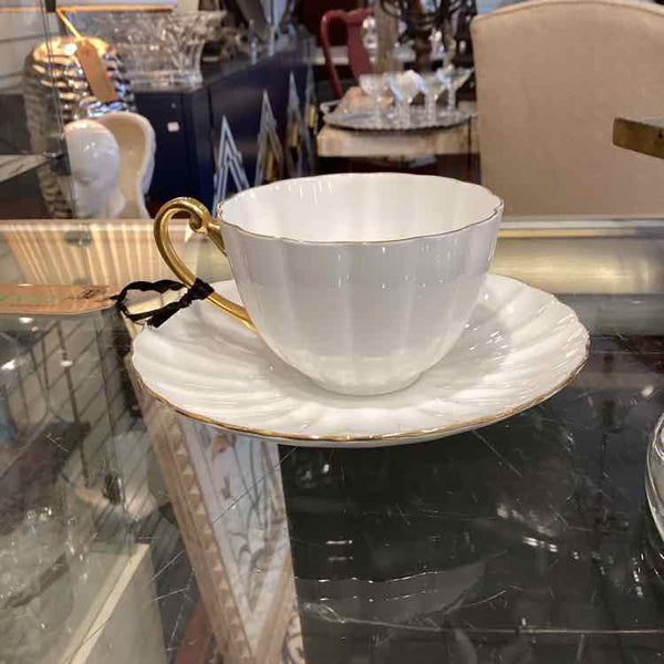 Shelley White and Gold Cup and Saucer