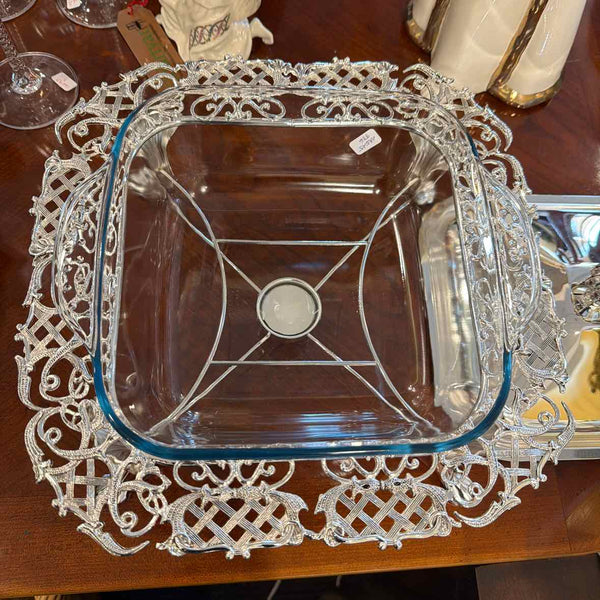 Footed Silver Casserole Dish