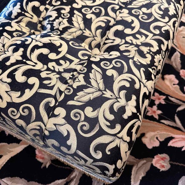 Fringed Black/Gold Ottoman