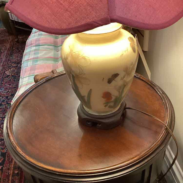 Floral Lamp with Pink Shade