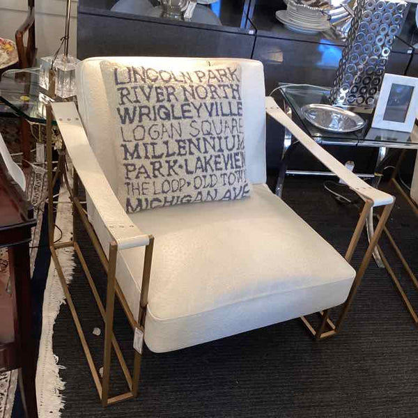 White Ostrich Leather Contempory Chair