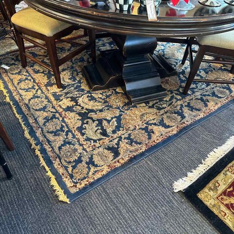 Navy/Beige Damask Rug