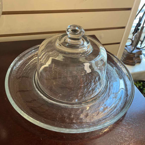 Glass Cheese Plate w/Covered Dome