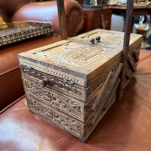Cantilevered Carved Wooden Box