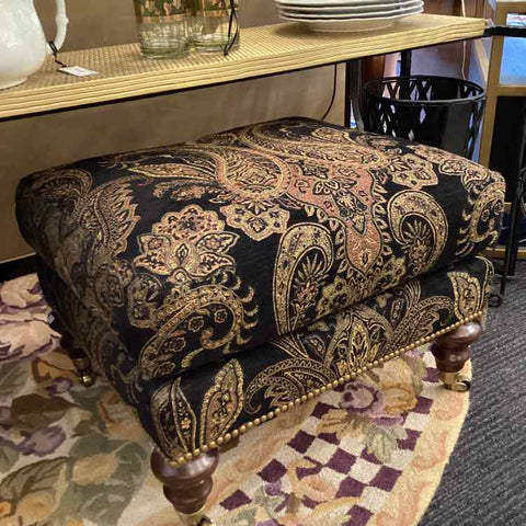Pearson Black Paisley Ottoman