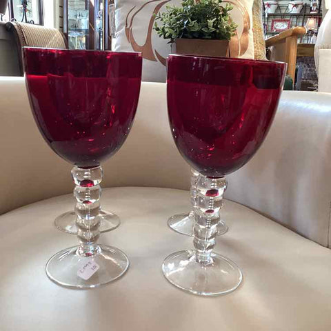 4  Red Water Goblets