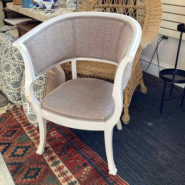 Ivory And Taupe Barrel Chair