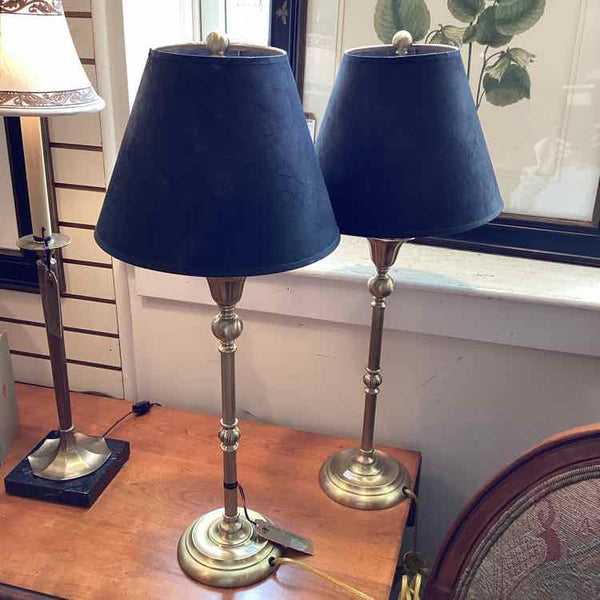 Pair Of Lamps On Brass Base