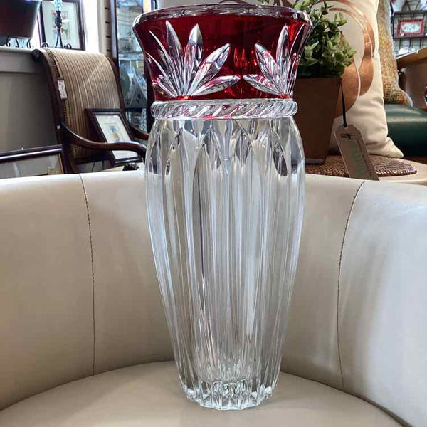 Crystal Mikasa Vase w/ Red Design