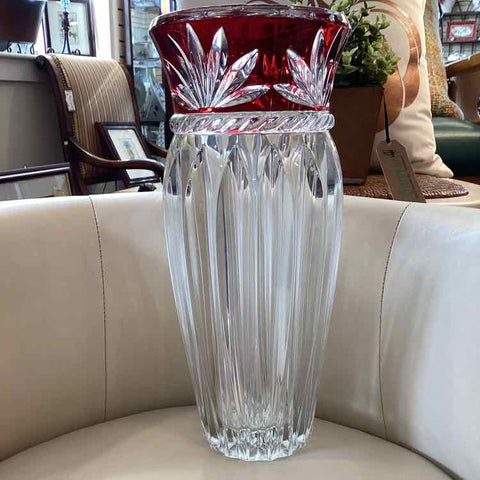 Crystal Mikasa Vase w/ Red Design
