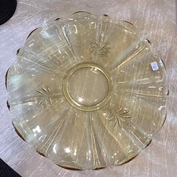Amber Pressed Glass Tray