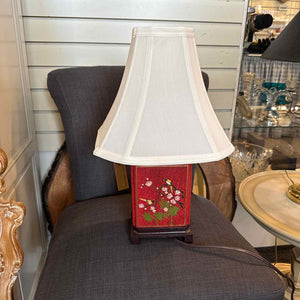 Red Asian Lamp With Shade