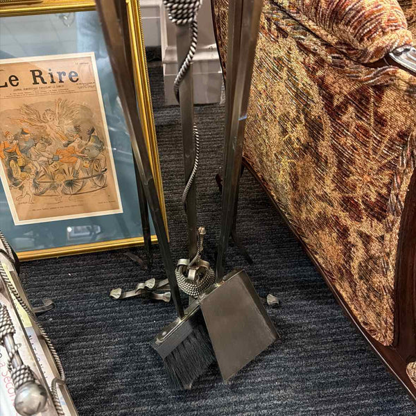 5 Piece Nickel Fireplace Set