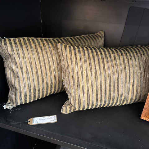 Pair Of Antique Gold Striped Pillows