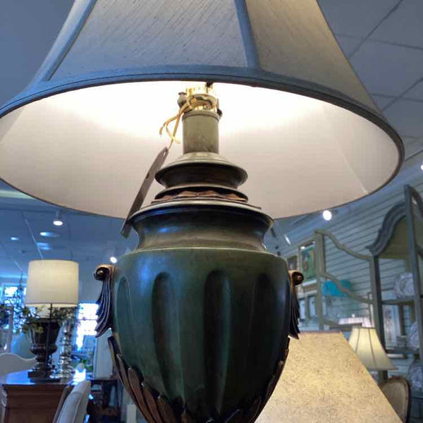 Pair of Green & Gold Resin Lamps