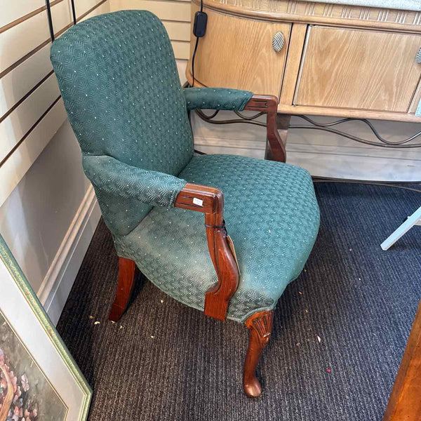 Green Sidearm Queen Ann Chair