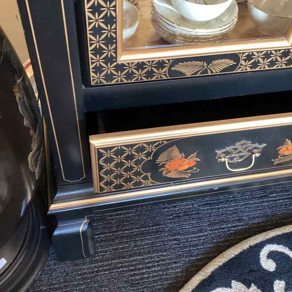"AS IS" Asian Black Painted Cabinet