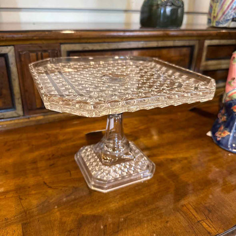 Antique Diamond Cut Cake Stand